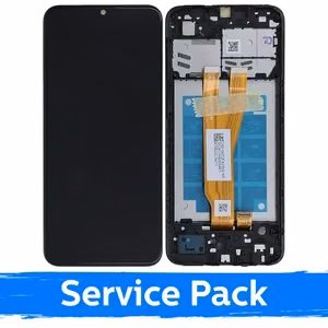 Ekranas skirtas Samsung A032 A03 Core juodas su rėmeliu (Service Pack)