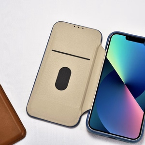 iCarer CE Premium odinis folio dėklas iPhone 14 Plus su MagSafe magnetiniu flipu - mėlynas