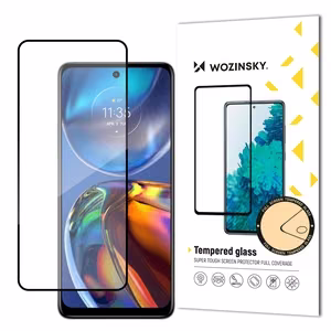 Сверхпрочное закаленное стекло Wozinsky Full Glue на весь экран с рамкой для Motorola Moto E32, совместимо с чехлом, черное