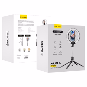 Blavec Селфи-кольцо лампа Aura LED Ring P-55 25cm штатив + пульт дистанционного управления + 2,3 метра (RLP55-TRB23) чёрное