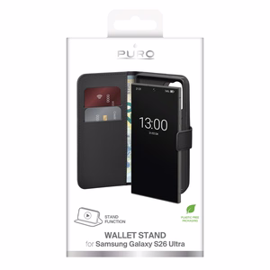 Puro Eco-Leather dėklas skirtas Samsung Galaxy S26 Ultra su piniginėle - juodas