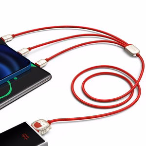 Baseus kabelis Tiger metai 3 viename - USB į Type C, Lightning, Micro USB - 3,5A 1,2 metrai (CASX010009) raudonas