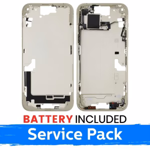 Ekrano rėmas / Vidinis korpusas skirtas Apple iPhone 15 Plus korpusas + baterija / Yellow / (Service Pack)