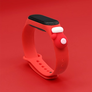 Dirželis Kalėdoms Xiaomi Mi Band 5 / 6 Kalėdinė silikoninė apyrankė su pirštine - Raudona