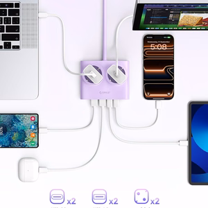 Orico PDC25 25W 6in1 удлинитель 2x AC + 2x USB-A + 2x USB-C - фиолетовый