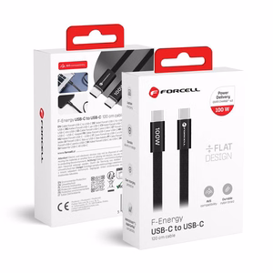 Кабель USB-C — USB-C Forcell F-Energy QC4.0 PD 5A 100W Cafule Flat 1,2 м CCFN23 чёрный