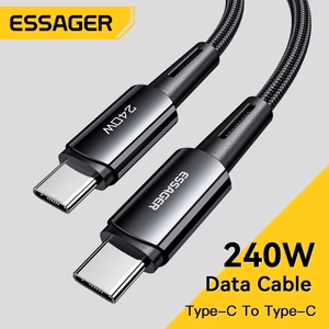 Кабель Essager "Ultra" тёмно-серый Type-C / Type-C 200 см (до 240 Вт)
