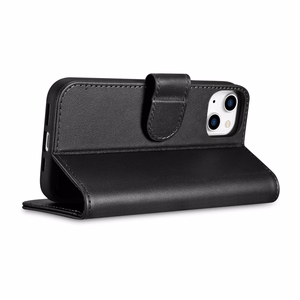 iCarer Piniginės dėklas 2in1 viršelis iPhone 14 Plus Anti-RFID odinis atverčiamas dėklas juodas (WMI14220727-BK)