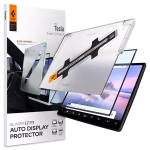 Spigen Glas.tR EZ Fit apsauginis stiklas Tesla Model X 2022 / Model S 2021 - juodas