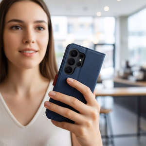 Atverčiamas dėklas Motorola G67 / G77 Split Book, tamsiai mėlynas ir raudonas