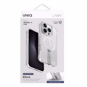 Uniq Eleva dėklas su Vertica stovu iPhone 16 Pro telefonui - permatomas