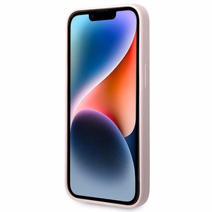 Guess silikoninis trikampio dėklas telefonui iPhone 14 6.1" violetinis