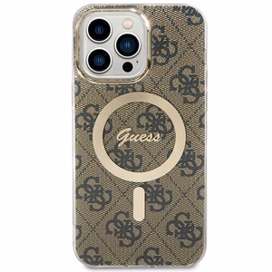 Guess IML 4G MagSafe чехол для iPhone 15 Pro Max - коричневый