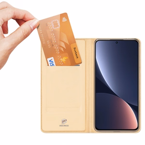 Dux Ducis Skin Pro dėklas telefonui Xiaomi 13 su kortelių laikikliu ir auksiniu stovu