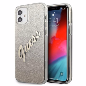 Guess GUHCP12SPCUGLSGO iPhone 12 mini 5.4" gold/gold hardcase Glitter Gradient Script