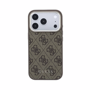 Dėklas Guess PU Leather 4G Gold Frame MagSafe Apple iPhone 18 Pro rudas