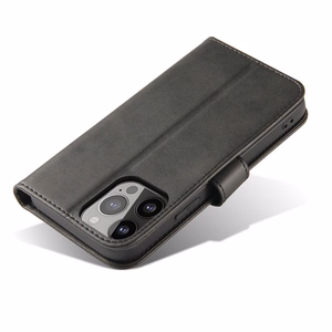 Magnet Case dėklas telefonui Xiaomi Poco C40 su atverčiamu dangteliu, pinigine ir stovu, juodas