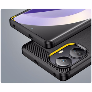 Carbon Case dėklas Realme 10 Pro+ lankstus silikoninis anglies dangtelis juodas