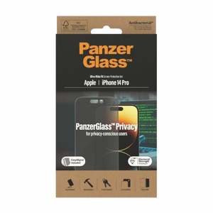 PanzerGlass Ultra-Wide Fit Apsauginis Stiklas Antibakterinis Privatumas su Pozicionieriumi telefonui iPhone 14 Pro