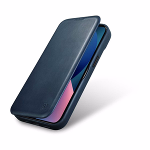 iCarer CE Premium odinis folio dėklas iPhone 14 Plus su MagSafe magnetiniu flipu - mėlynas