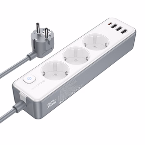 Borofone Удлинитель BAC9 — 3 розетки 240V + 3xUSB + Type C PD 20W, 2 метра — чёрный