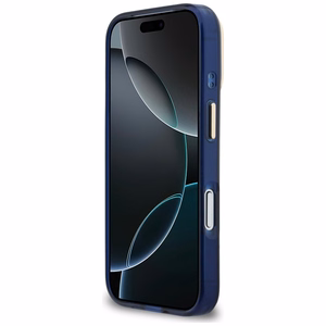 Guess IML 4G Script Metal Dėklas for iPhone 17 Pro - mėlynas