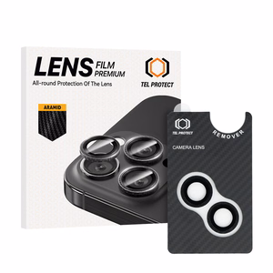 Grūdintas stiklas Tel Protect 3D objektyvo Aramid serija kamerai Iphone 14/14 Plus/16e (2 objektyvai)