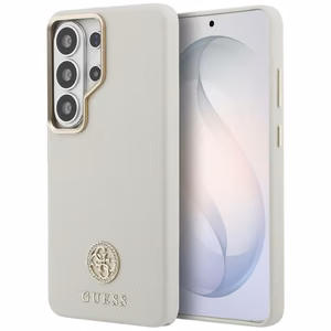 Guess Rhinestone Round Logo MagSafe Чехол для Samsung Galaxy S26 Ultra - бежевый