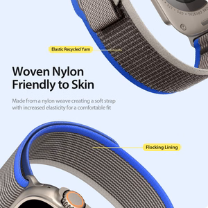 Sportinė Velcro juosta Apple Watch Ultra / 9 / 8 / 7 / 6 / SE / 5 / 4 / 3 / 2 / 1 (42, 44, 45, 49 mm) Dux Ducis juosta YJ versija - mėlyna-pilka