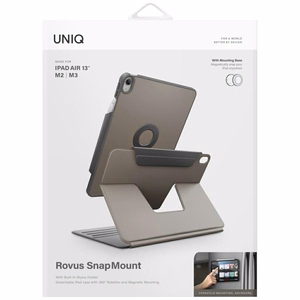 Чехол Uniq Rovus Snapmount магнитный 360 поворотный съёмный для iPad Air 13" 2024 / 2025 - серый