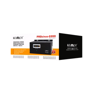 KEMOT PROsinus-2200 wall-mounted backup power supply, pure sine wave inverter with charging function, 12 V/230 V, 2200 VA/1600 W