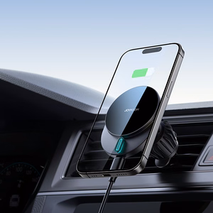 Belaidis automobilinis įkroviklis-laikiklis Joyroom (JR-ZS409) Magnetic (MagSafe 15W) tvirtinamas ant ventiliacijos grotelių juodas