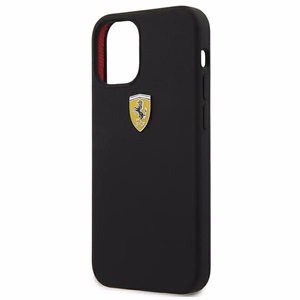 Ferrari FESSIHCP12SBK iPhone 12 mini 5.4" juodas/juodas kietas dėklas On Track Silicone