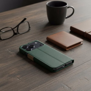 Чехол-книжка для iPhone 17 / 18 Split Book зеленый и золотой