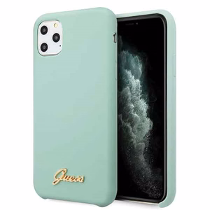 Guess GUHCN58LSLMGG iPhone 11 Pro žalias kietas dėklas Silikoninis Vintage Gold Logo