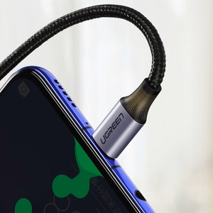 Ugreen US255 50125 кабель USB-C (прямой) / USB-C (угловой) PD QC 60W 3A 2м — серый
