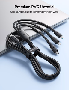 USB Laidas Joyroom S-A61 USB-C į USB-C/Lightning/MicroUSB 3.5A 1.2m juodas