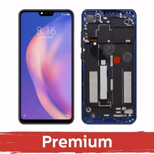 LCD Ekranas suderinamas su Xiaomi Mi 8 Lite mėlynas su rėmeliu OEM