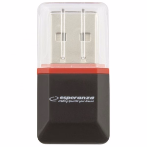 Esperanza EA134K kortelių skaitytuvas juodas, sidabrinis, skaidrus USB 2.0