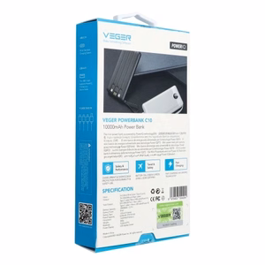 Išorinė baterija POWER BANK VEGER C10 10000mAh (USB,USB-A,Type-C,MicroUSB,lightning) juoda