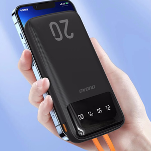 Didelės talpos išorinė baterija Dudao 20000mAh su 3 integruotais laidais USB-C + micro USB