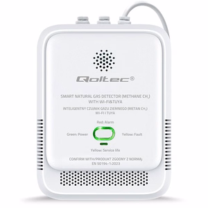 Qoltec 52651 gamtinių dujų nuotėkio daviklis | CH4 detektorius | NG | Tuya | Wi-Fi | 85dB signalizacija | LED