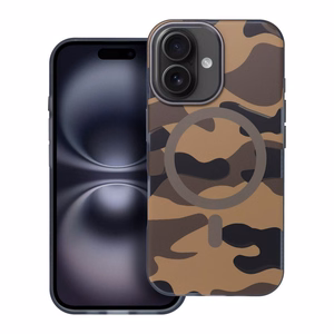 Dėklas telefonui FORCELL F-PROTECT su dviejų sluoksnių 4D technologija, militarinio kritimo testo suderinamas IPHONE 16 desertinis kamufliažas