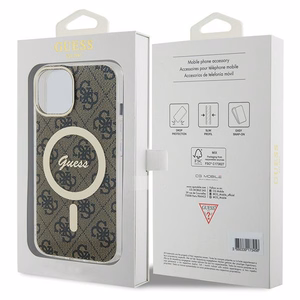 Guess IML 4G magnetinis dėklas telefonui iPhone 15 - rudas