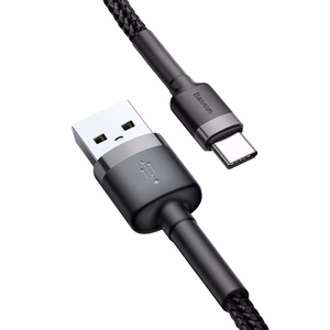Baseus Cafule USB-C kabelis 2A, 2 m, pilka/juoda (CATKLF-CG1)