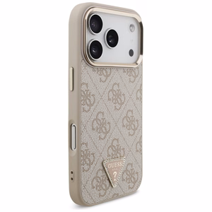 Guess 4G trikampio logotipo magnetinis dėklas iPhone 17 Pro - rožinis ir auksinis