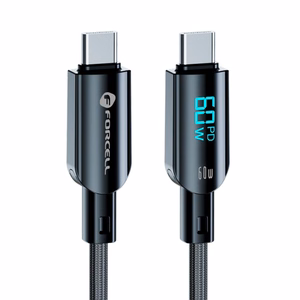 Кабель USB C to USB C Forcell F-Energy QC4.0 PD 3A 60W Digital 1,2 m C274 чёрный