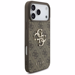Чехол Guess PU 4G Metal Logo для Apple iPhone 18 Pro, коричневый