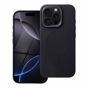 Case for iPhone 16 PRO Silicone Mag Cover compatible with MagSafe (big hole) black