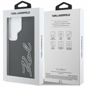 Karl Lagerfeld Grained Signature Metal Resin Logo Чехол для Samsung Galaxy S26 Ultra - чёрный